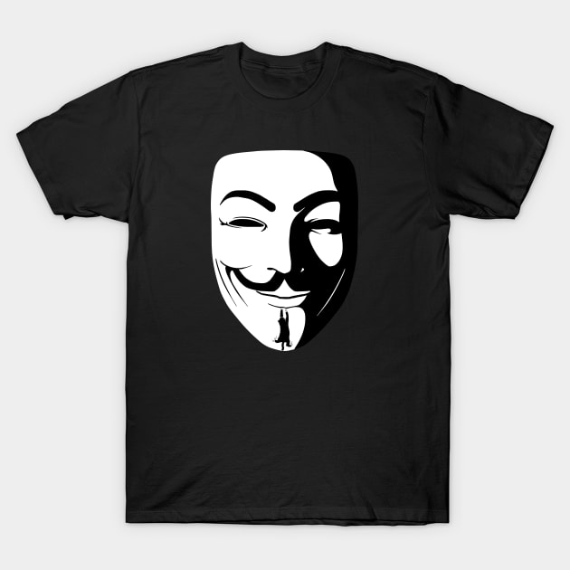 Anonymeows Cat in Guy Fawkes Mask T-Shirt by curiousQ